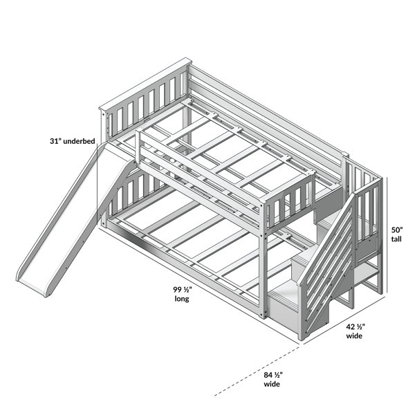 Sand & Stable Baby & Kids Almonte Twin Over Twin Solid Wood Standard